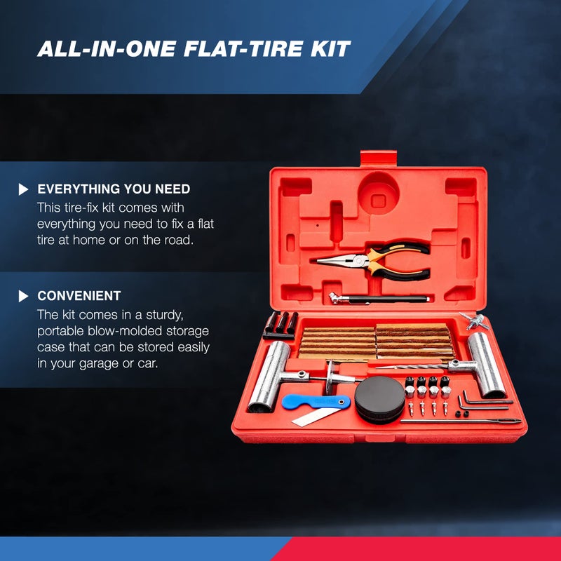 TOOLUXE 50003L Universal Heavy Duty Tire Repair Kit | 57 Piece Value Pack | Fix Punctures and Plug Flats | Ideal for Cars, Trucks, Motorcycle, ATV, Jeeps, Off Road Vehicles, RV, Tractors â€¦ - Image 2